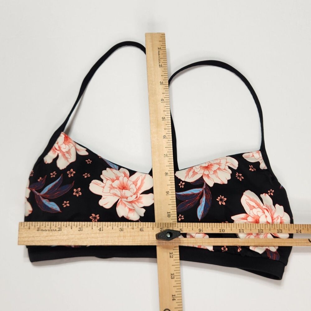 Floral Swim Top OS Padded Swimsuit Cut Out Tie Back Bathing Suit Flowers - Picture 4 of 4